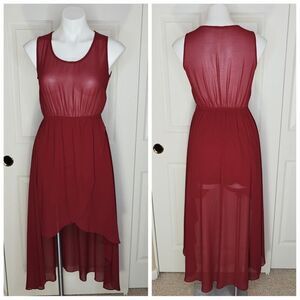 Sans Souci dark red hi-low flowy dress